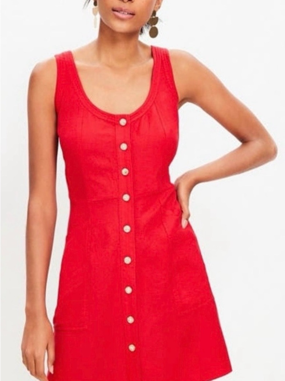 LOFT Red Sleeveless Button-Front Mini Dress NWT size 4